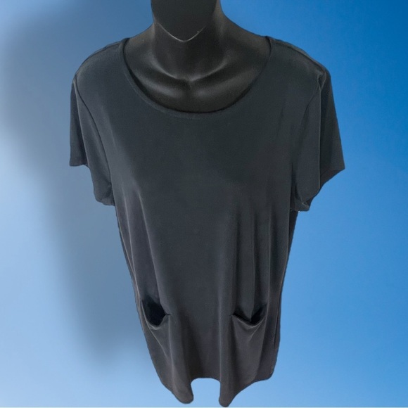 Tahari T-shirt Dress with Pockets Charcoal Grey Size X-Large - Picture 4 of 14